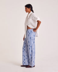 Pantalon Lisea imprimé noeuds bleu