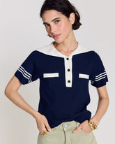 Polo Milan bleu marine et blanc