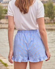 Short Velouté rayures bleu et blanc My Melody