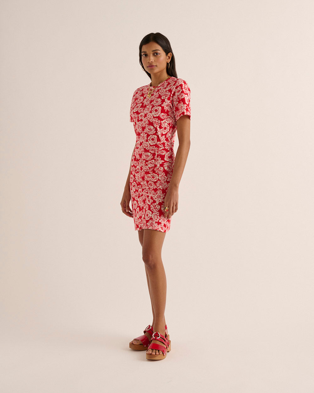 Robe Floréal imprimé flower party rouge et écru