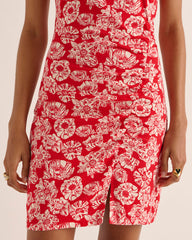 Robe Floréal imprimé flower party rouge et écru