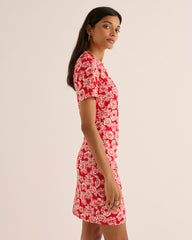 Robe Floréal imprimé flower party rouge et écru