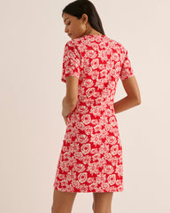 Robe Floréal imprimé flower party rouge et écru