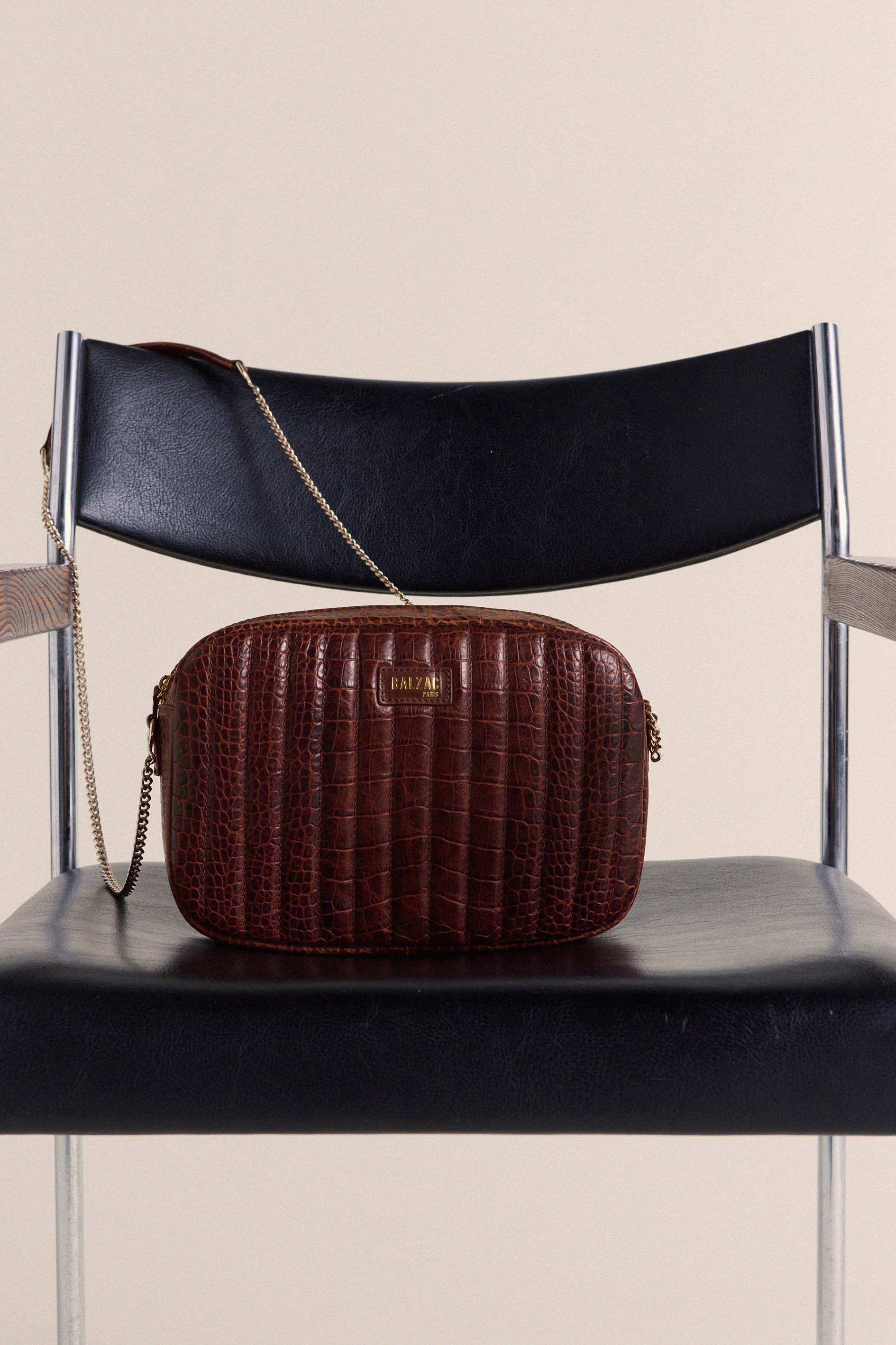 Sac Grand César cognac embossé