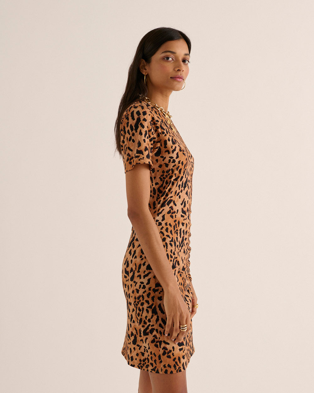 Robe Floréal guépard cappuccino