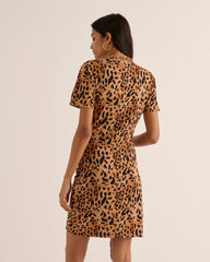 Robe Floréal guépard cappuccino