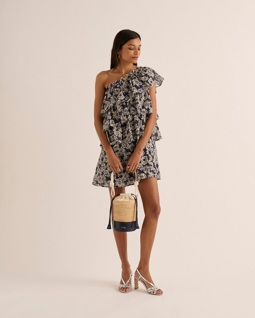 Robe Nouba imprimé flower party marine et écru