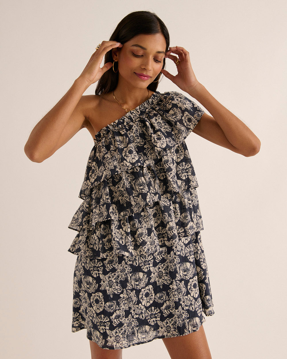 Robe Nouba imprimé flower party marine et écru