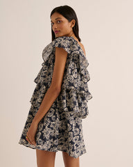 Robe Nouba imprimé flower party marine et écru