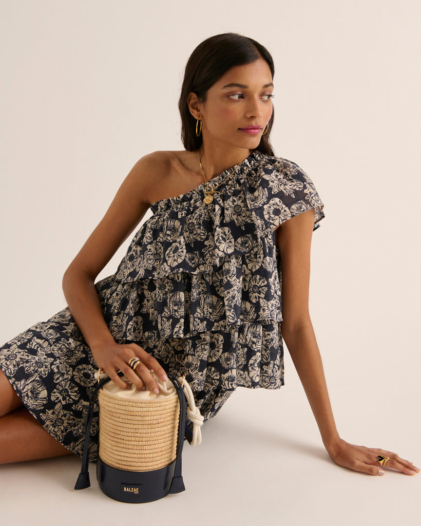 Robe Nouba imprimé flower party marine et écru