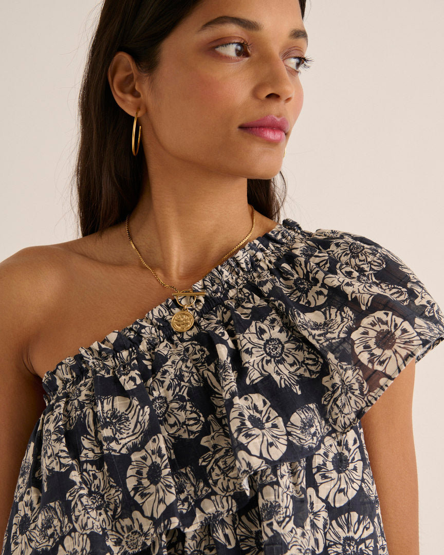 Robe Nouba imprimé flower party marine et écru