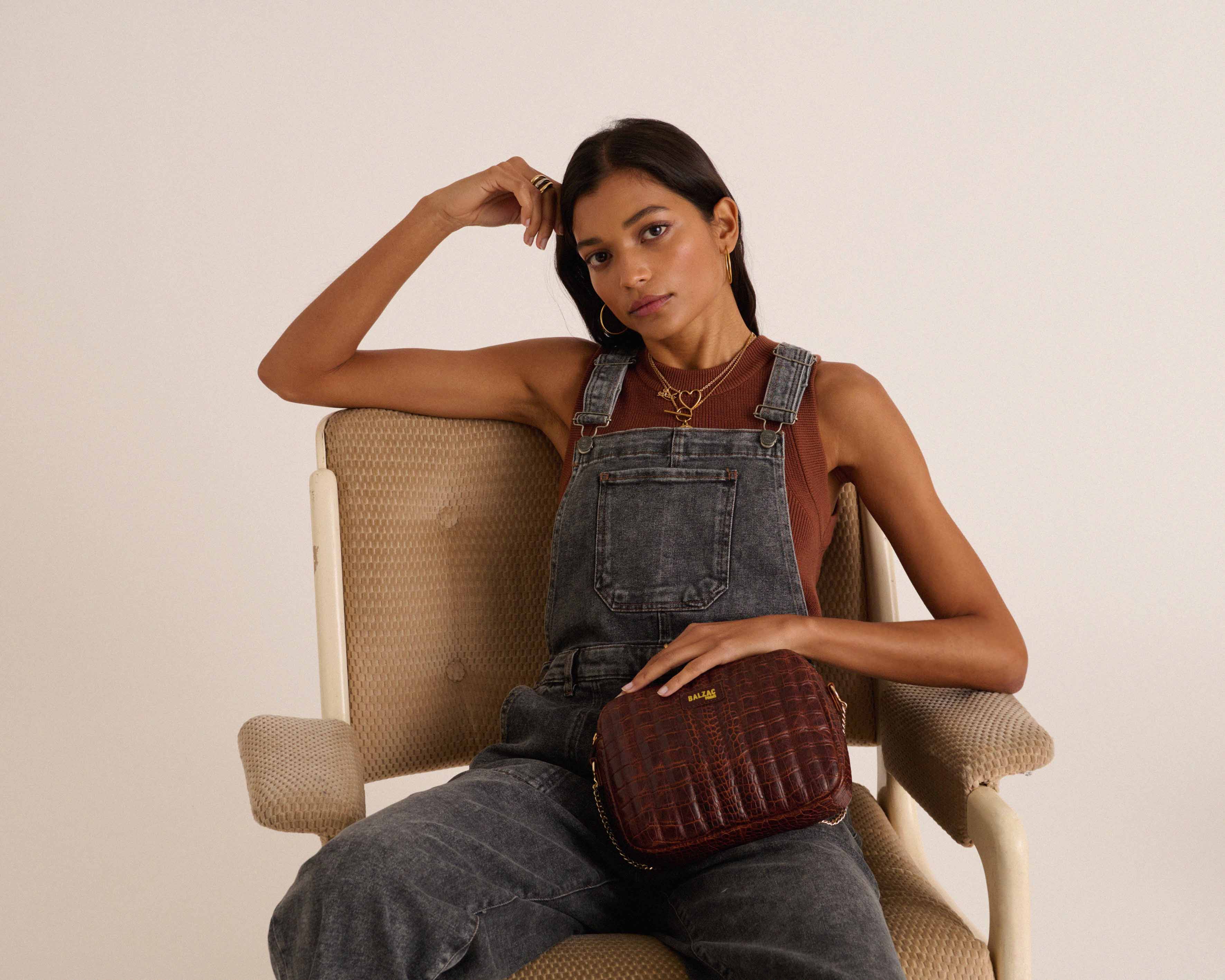 Sac César cognac embossé
