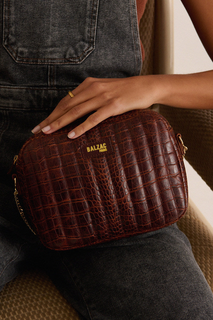 Sac César cognac embossé