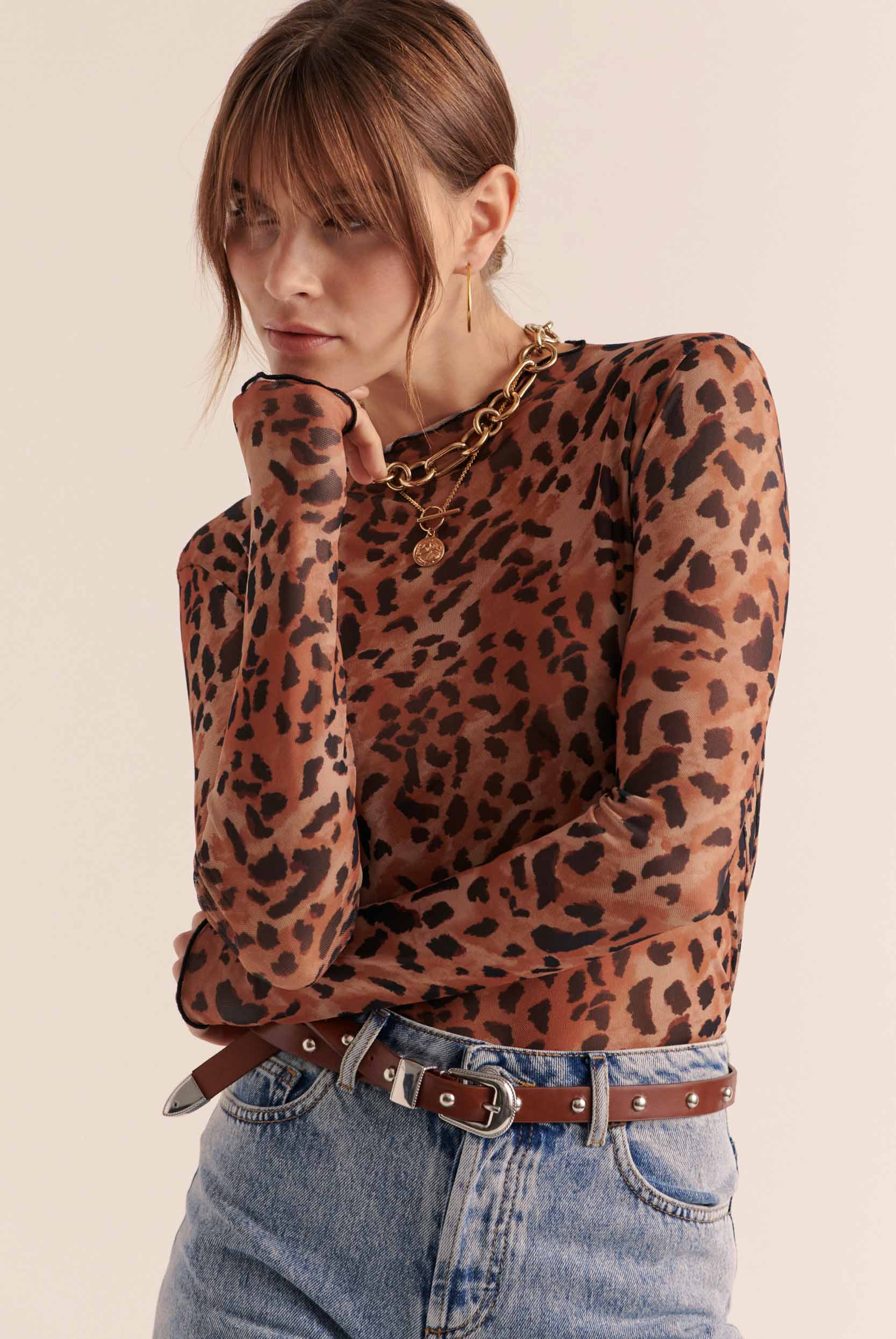 Ceinture Cameron clouté camel