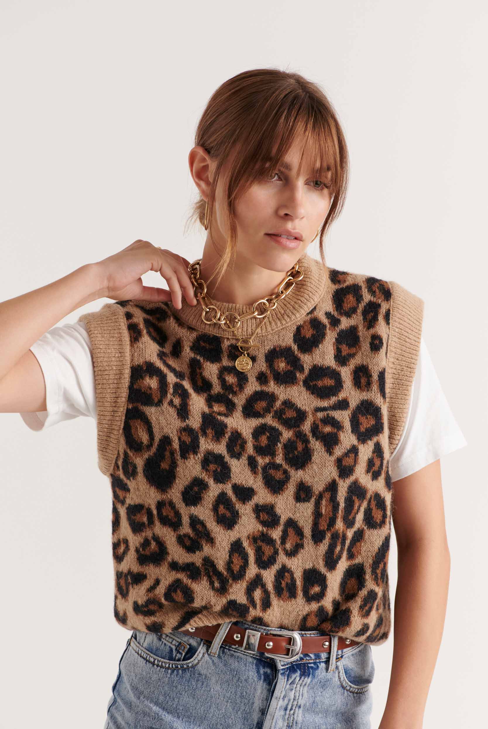 Ceinture Cameron clouté camel