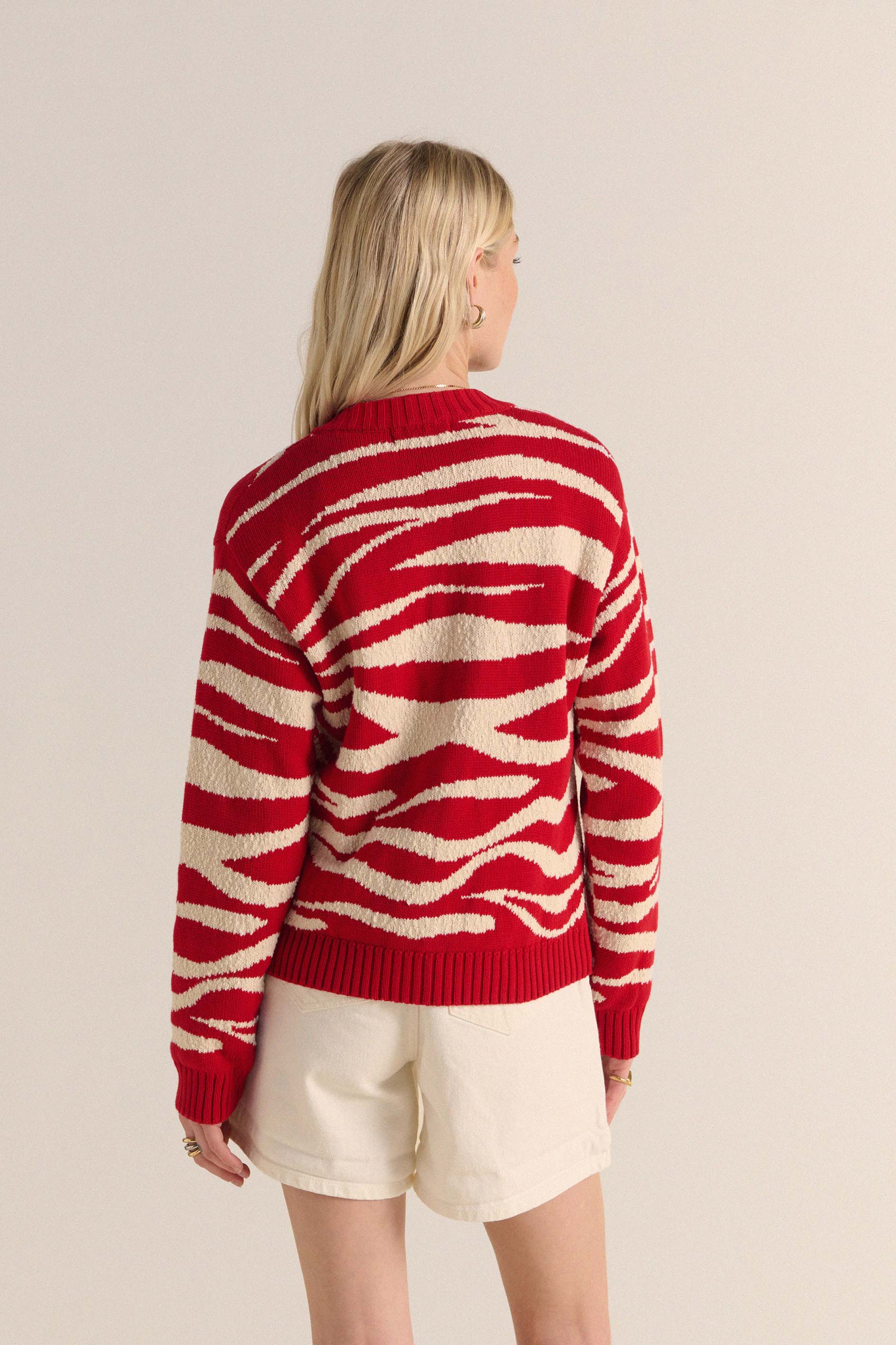 Cardigan Giboulé rouge et écru