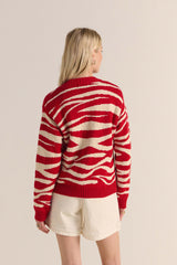 Cardigan Giboulé rouge et écru