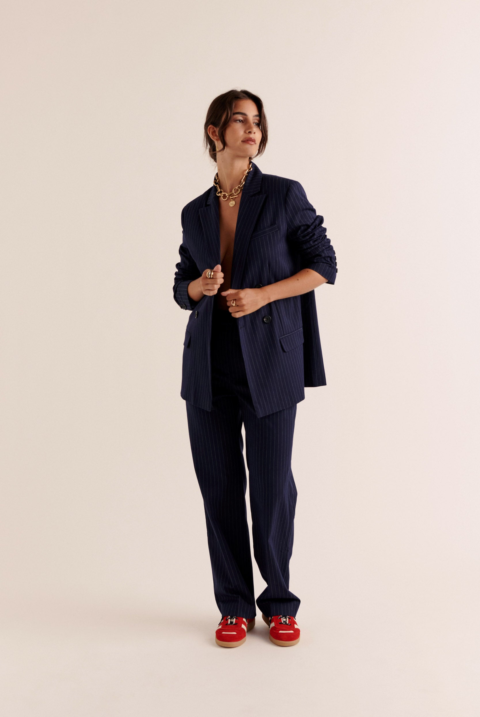 Pantalon Dan rayures marine