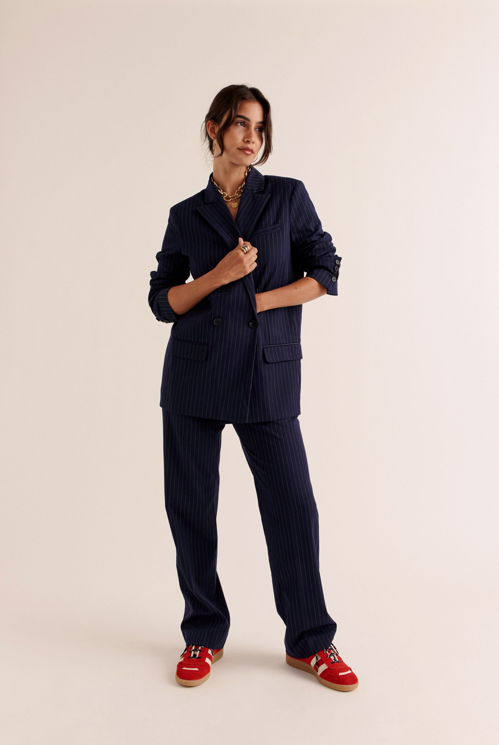 Pantalon Dan rayures marine