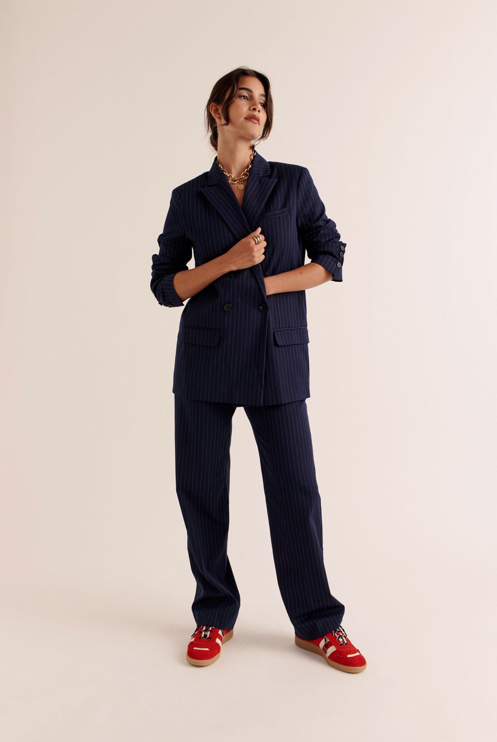 Pantalon Dan rayures marine