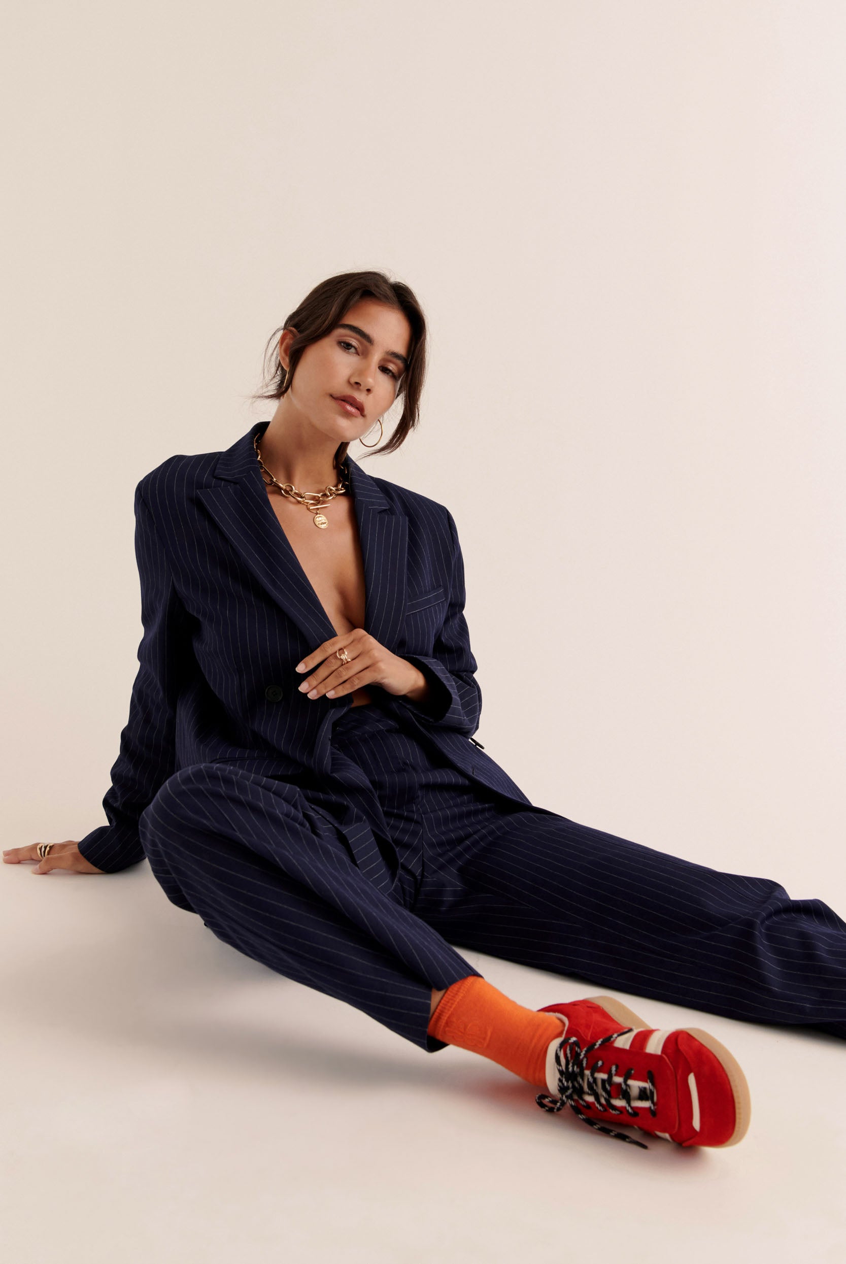 Pantalon Dan rayures marine