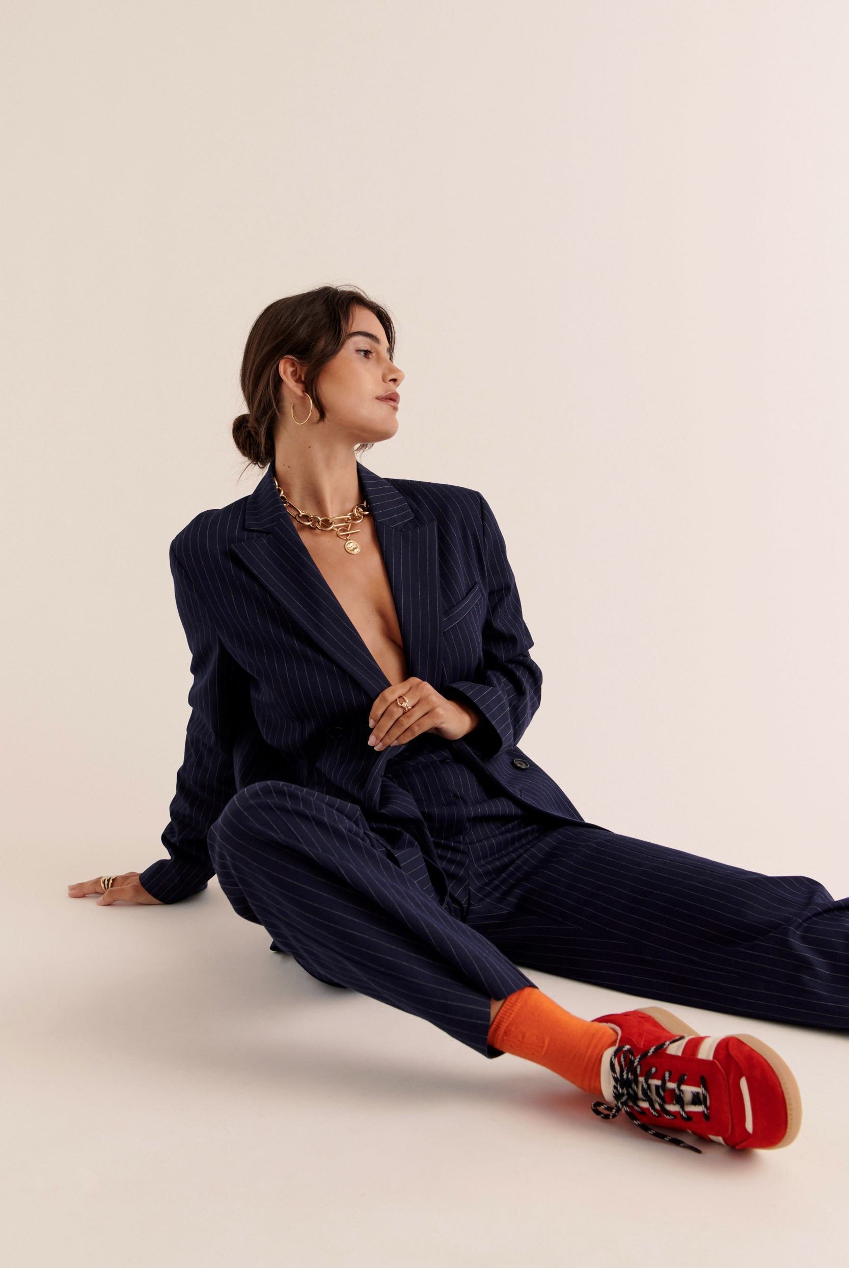 Pantalon Dan rayures marine