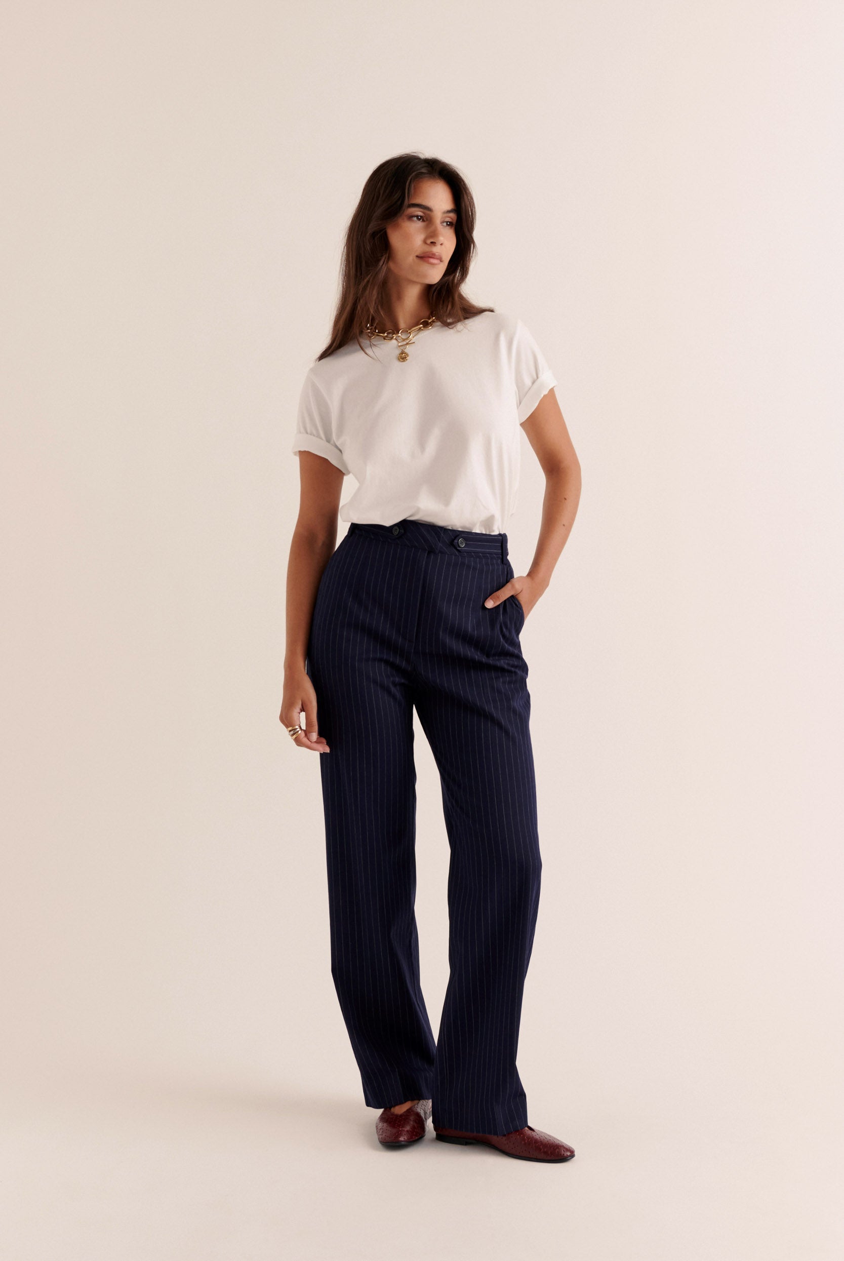 Pantalon Dan rayures marine