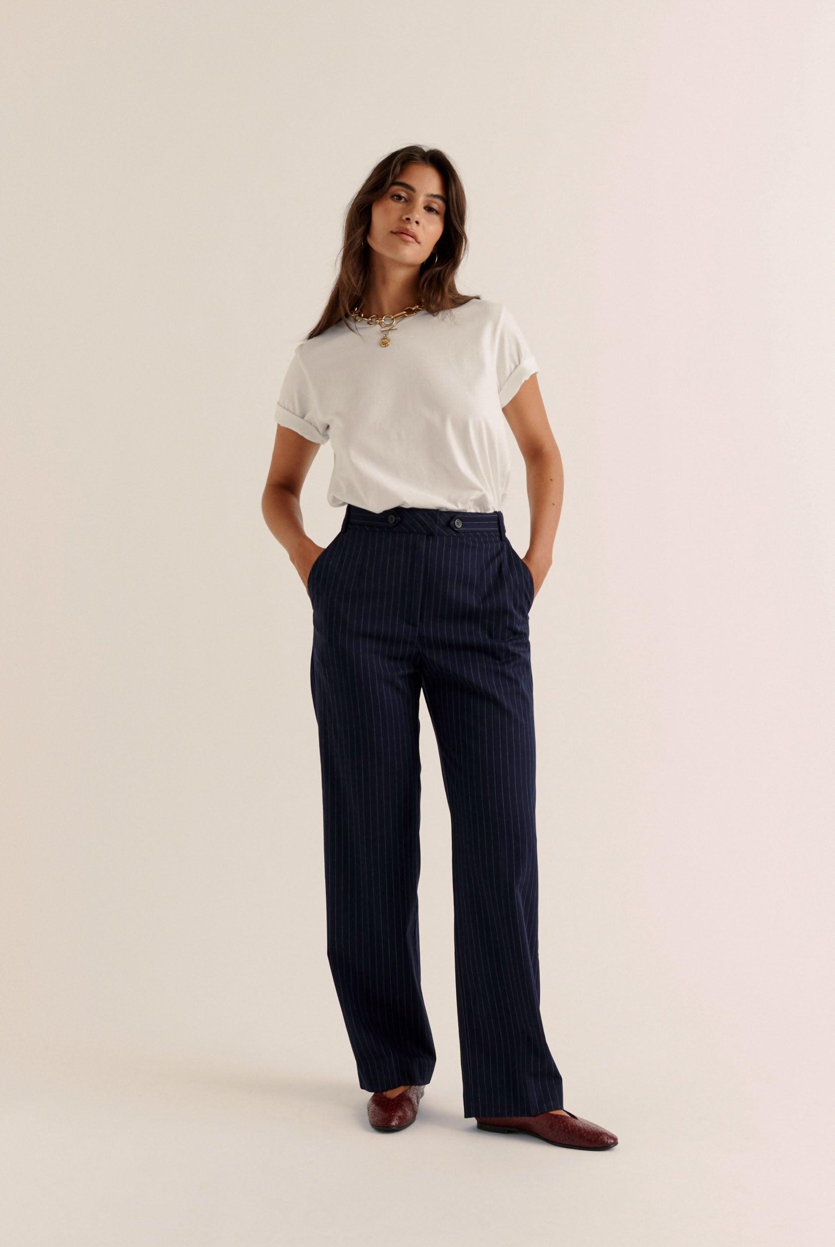 Pantalon Dan rayures marine