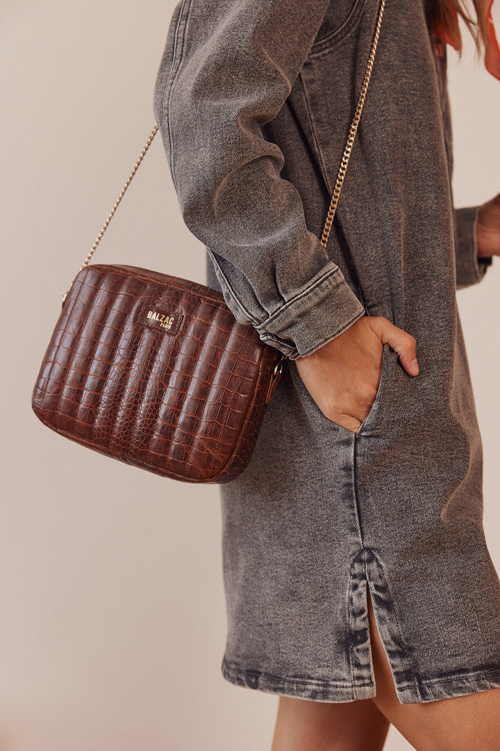 Sac César cognac embossé