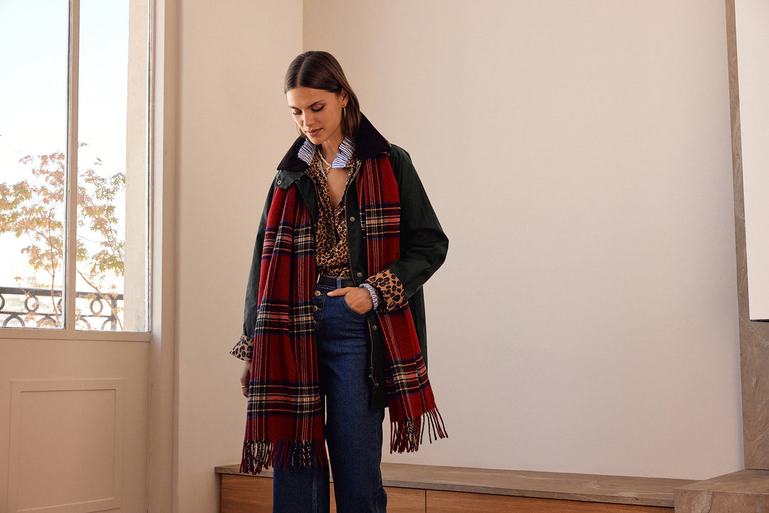 Écharpe Public tartan rouge
