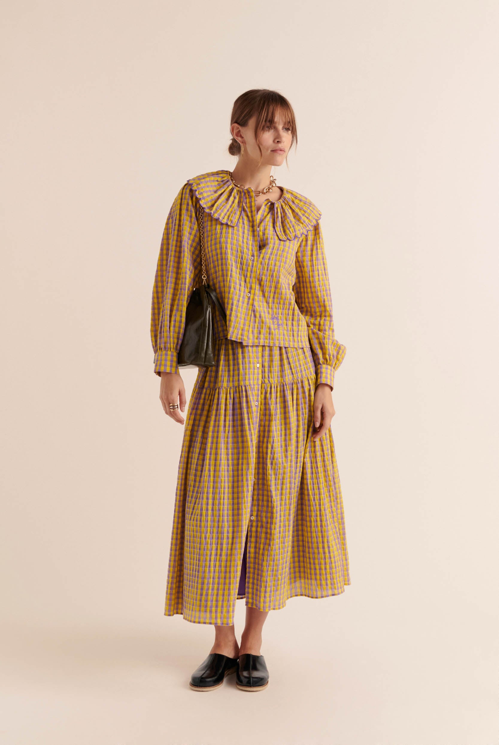 Jupe Salina vichy jaune et violet
