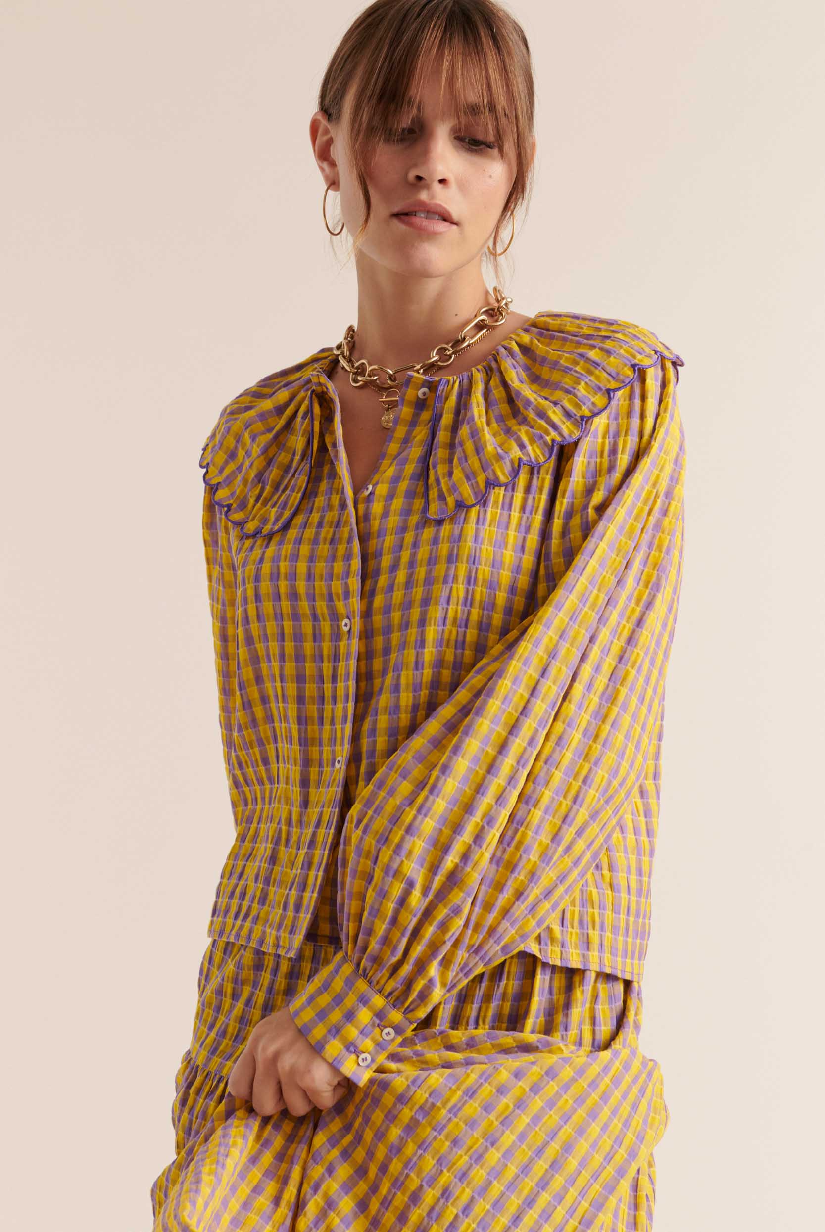 Jupe Salina vichy jaune et violet
