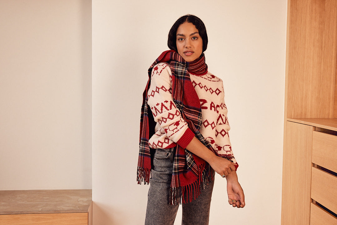 Écharpe Public tartan rouge