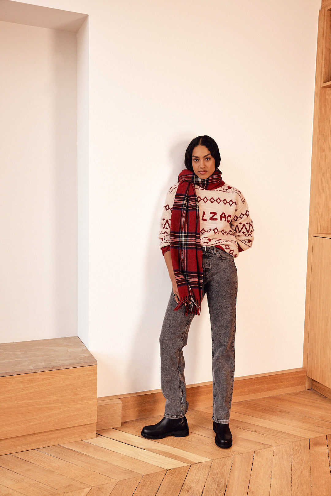 Écharpe Public tartan rouge