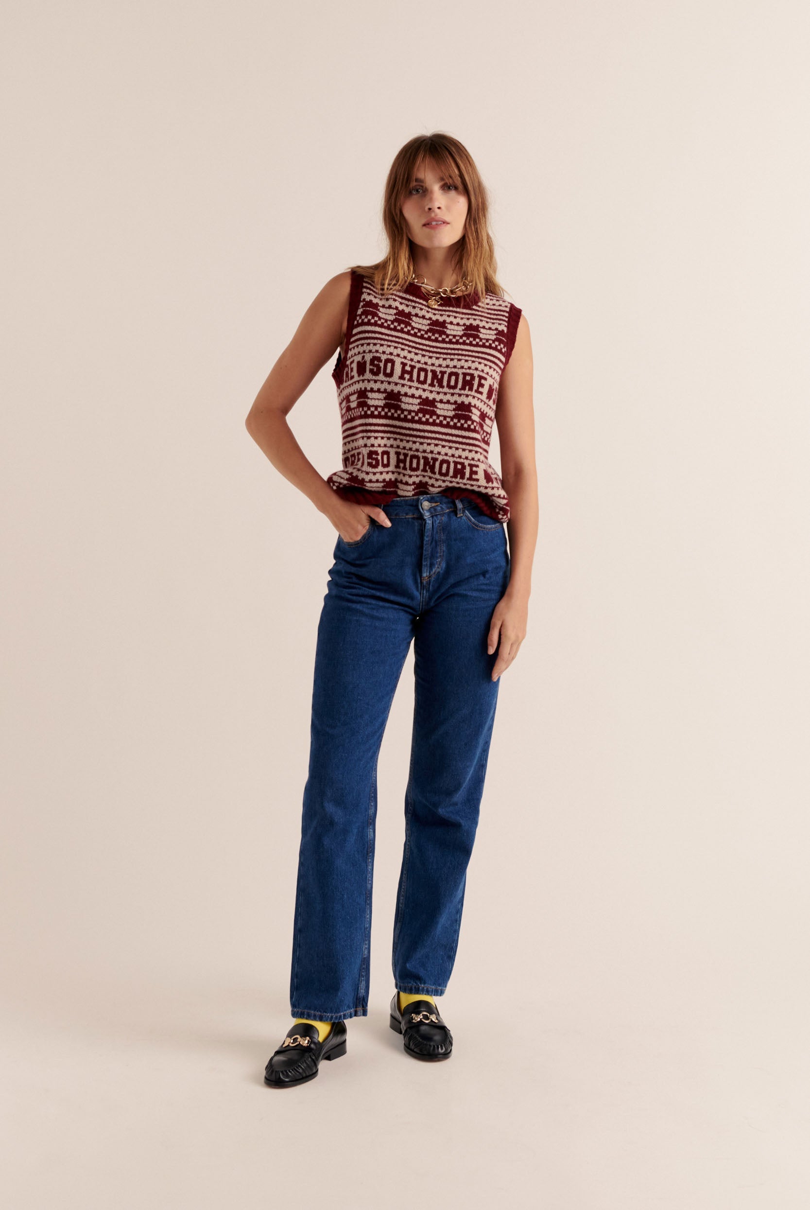 Pull Kurt bordeaux et beige
