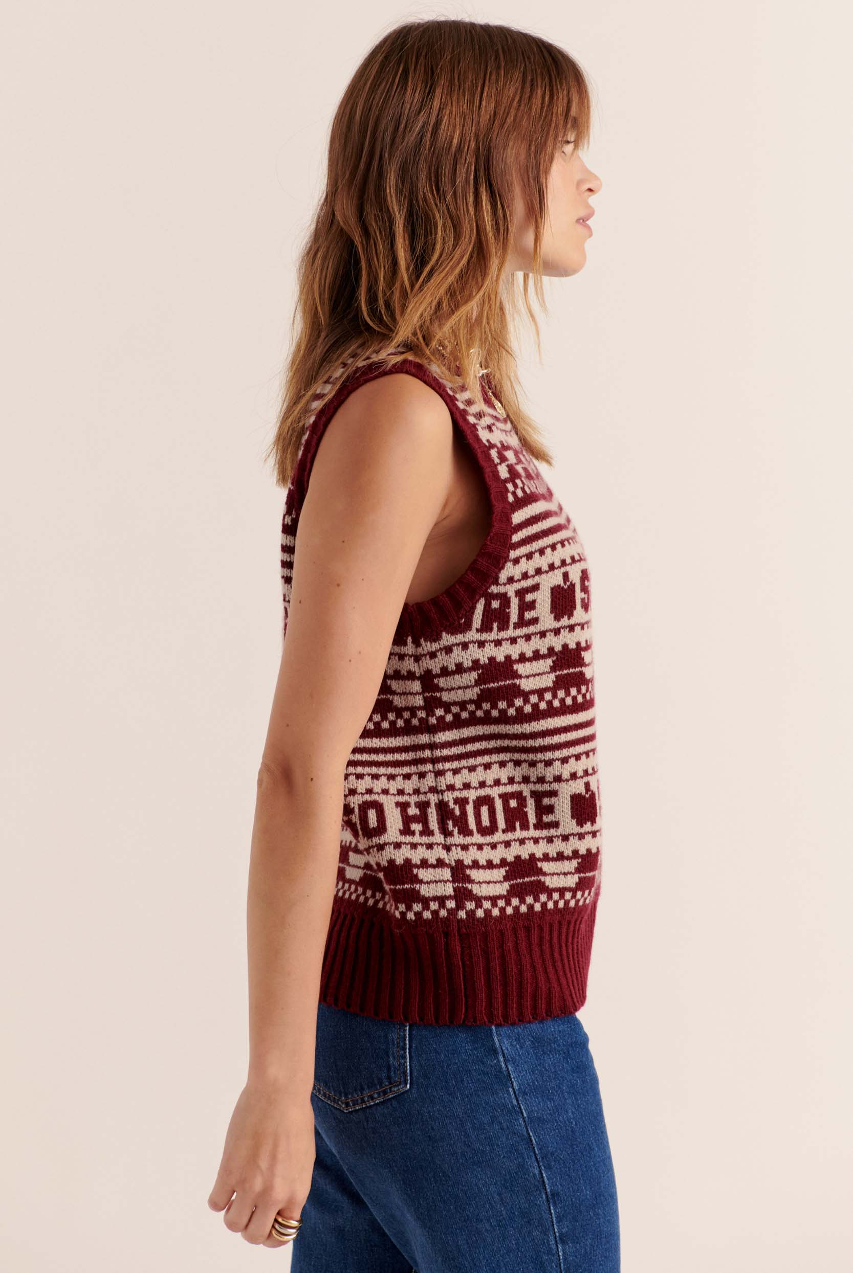 Pull Kurt bordeaux et beige