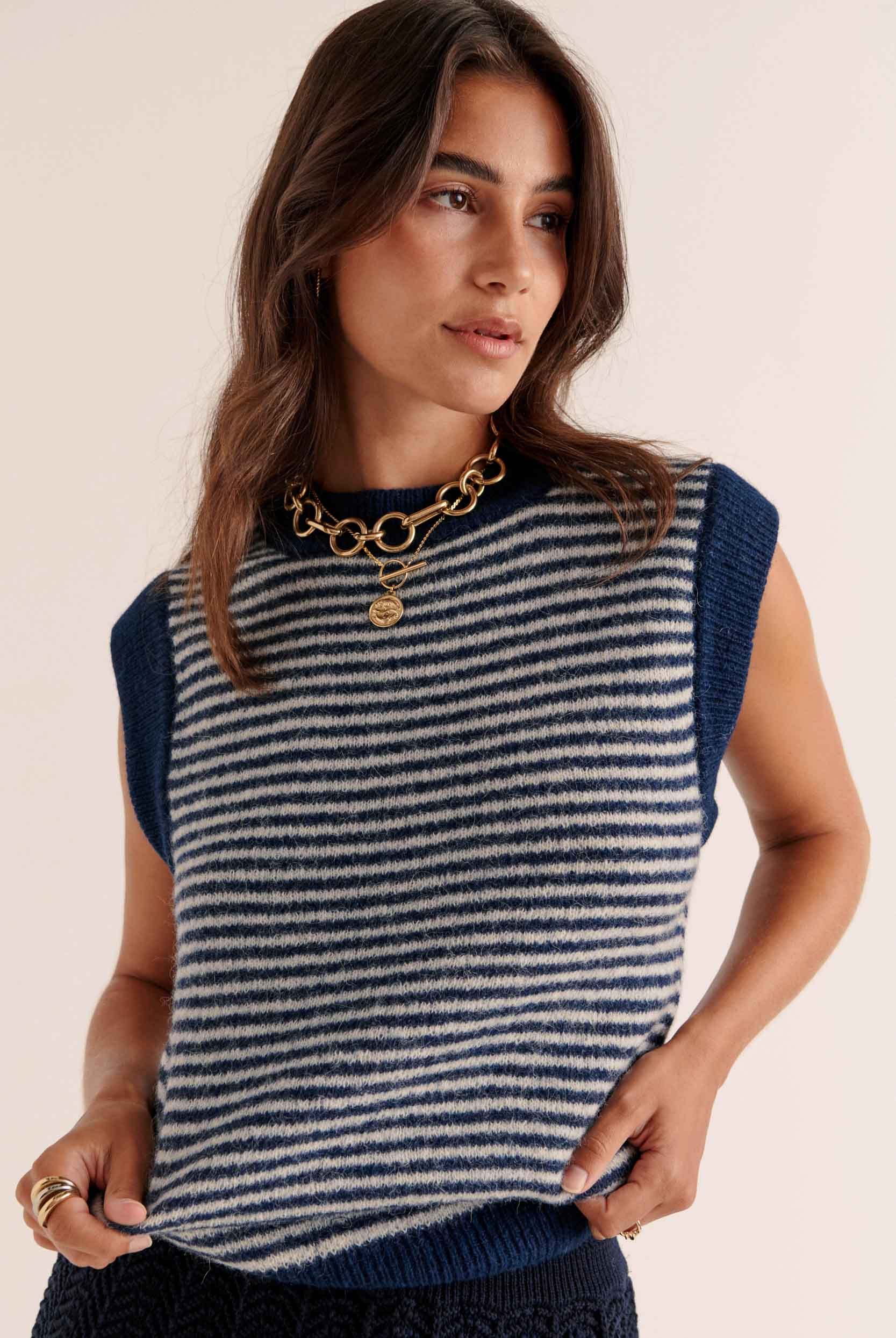 Pull Blason rayures bleu et blanc