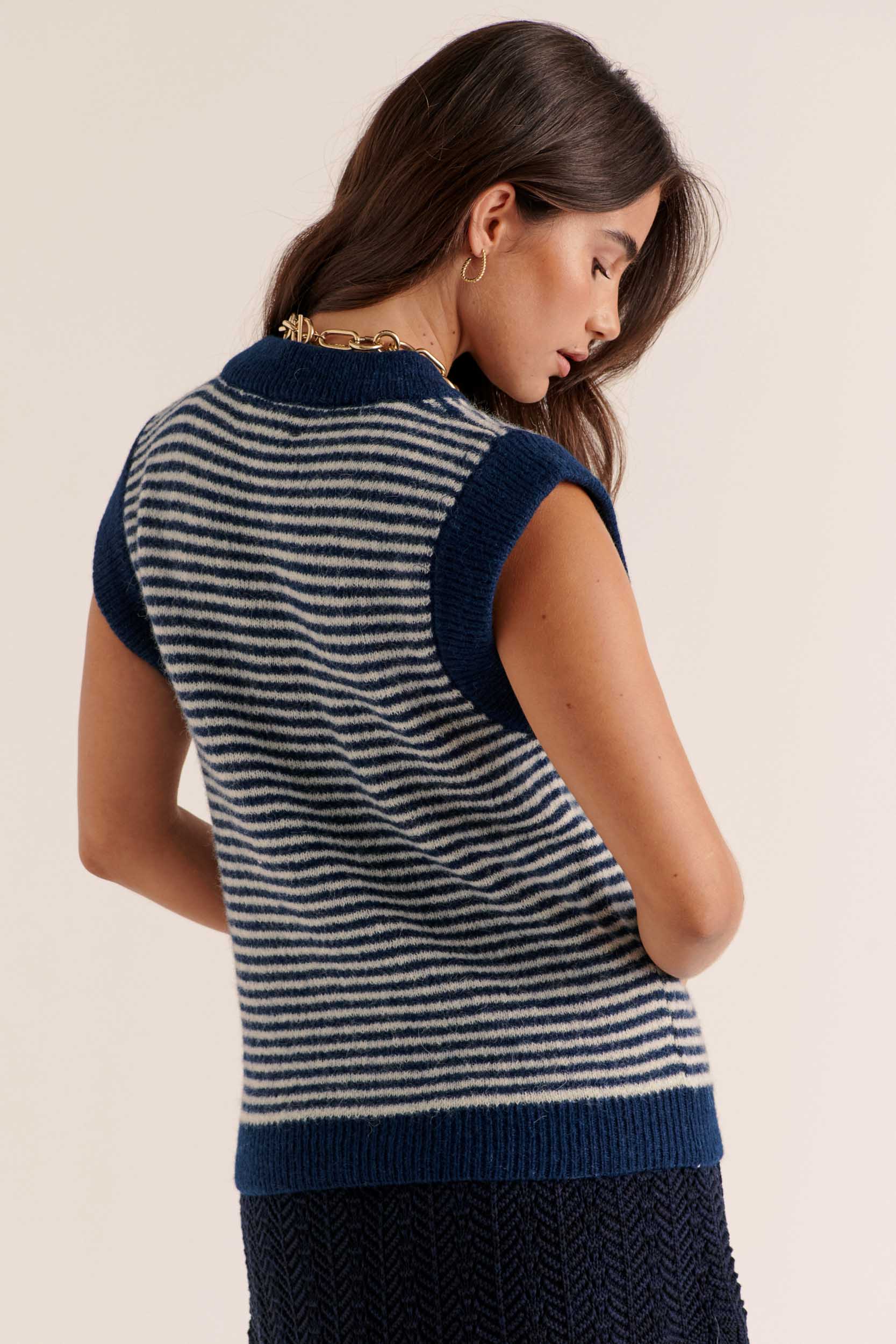 Pull Blason rayures bleu et blanc