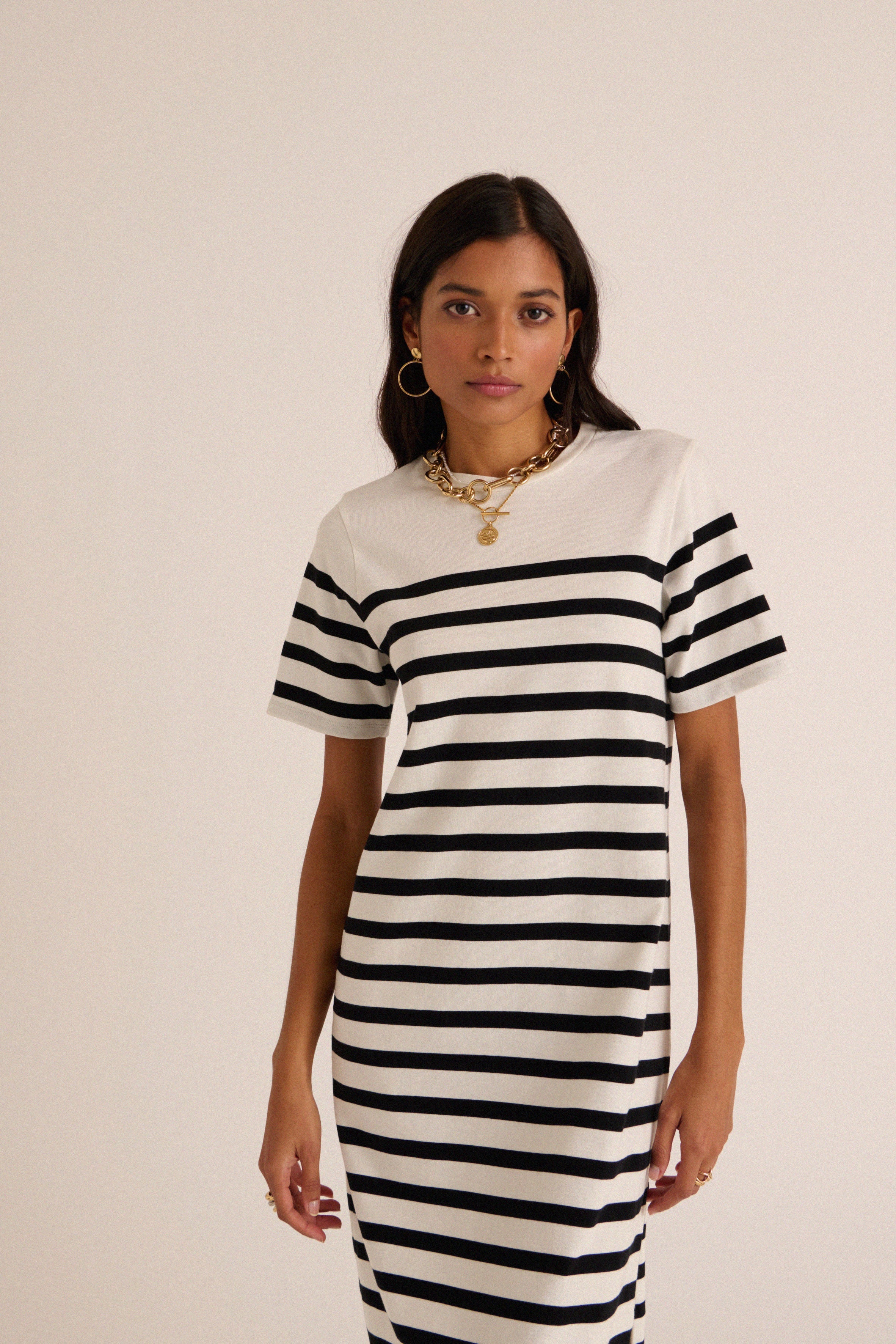 Robe Claodia à rayures noires