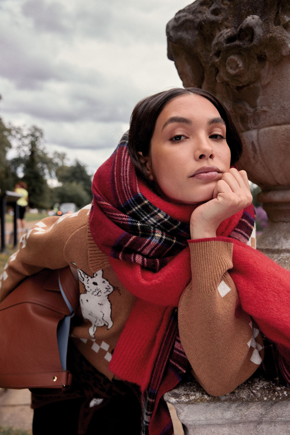 Écharpe Public tartan rouge