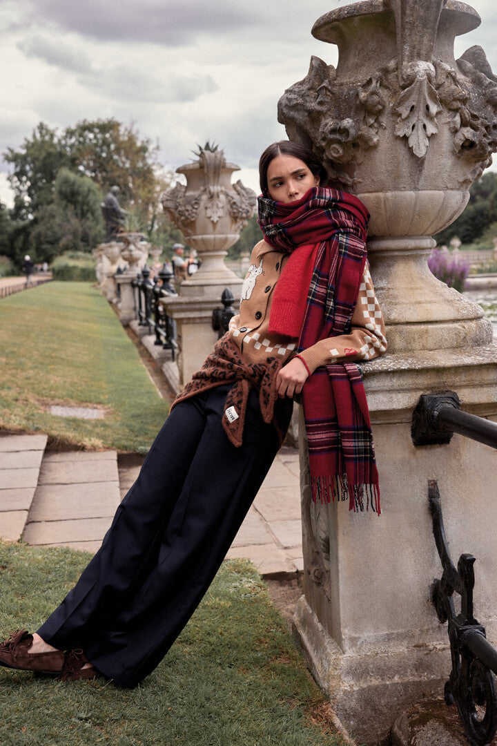 Écharpe Public tartan rouge