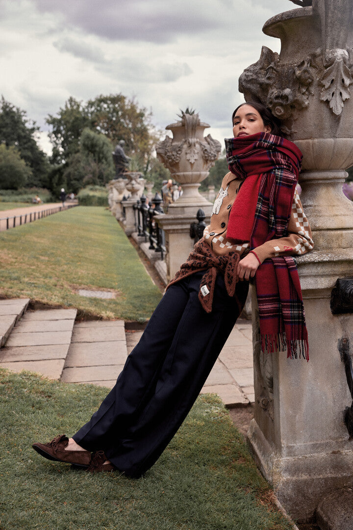 Écharpe Public tartan rouge