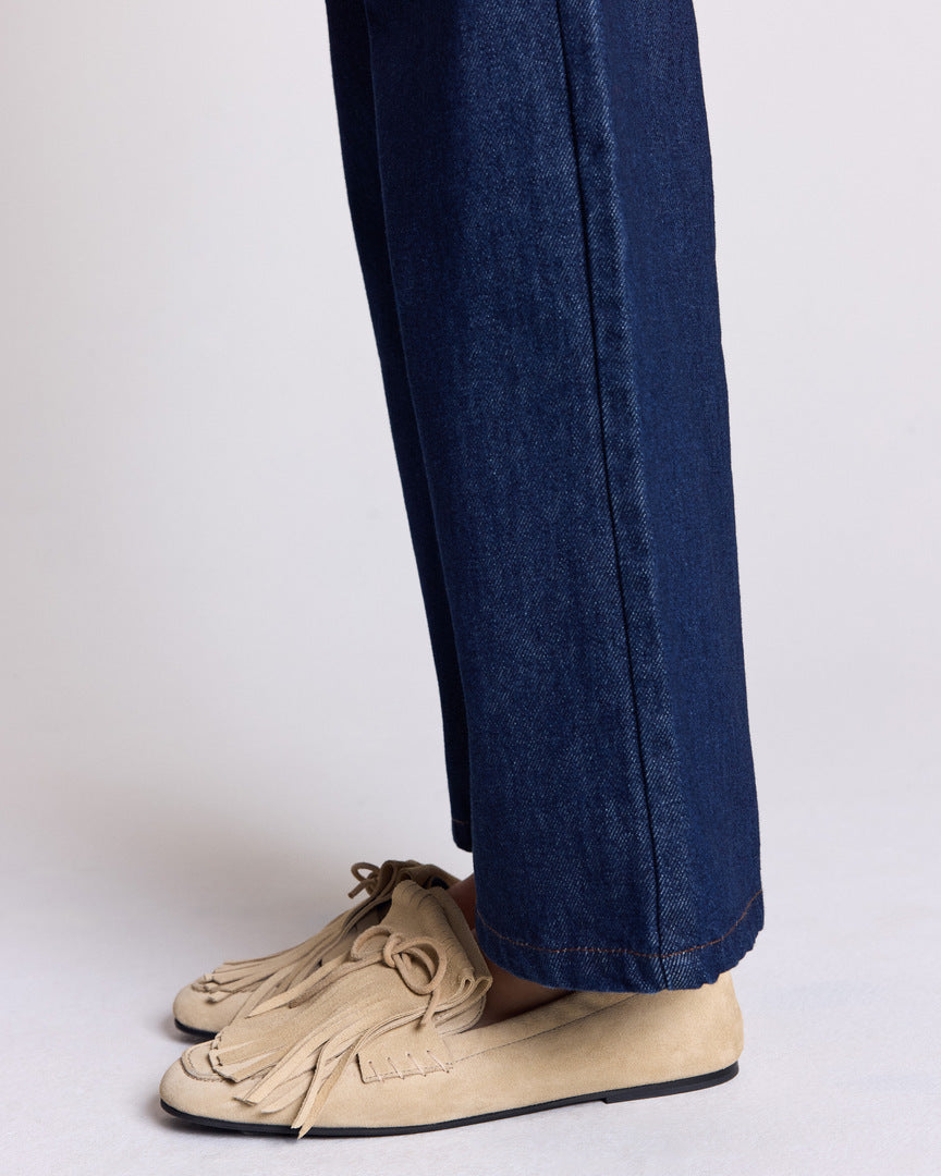 Mocassins Alix frange croûte de cuir sable