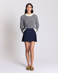 Pull Adrien rayures bleu et écru