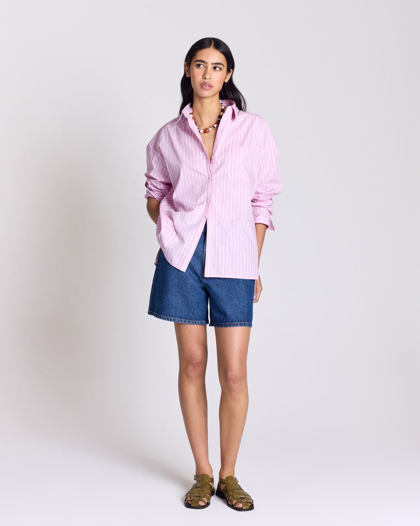 Chemise Hector rayures rose et écru