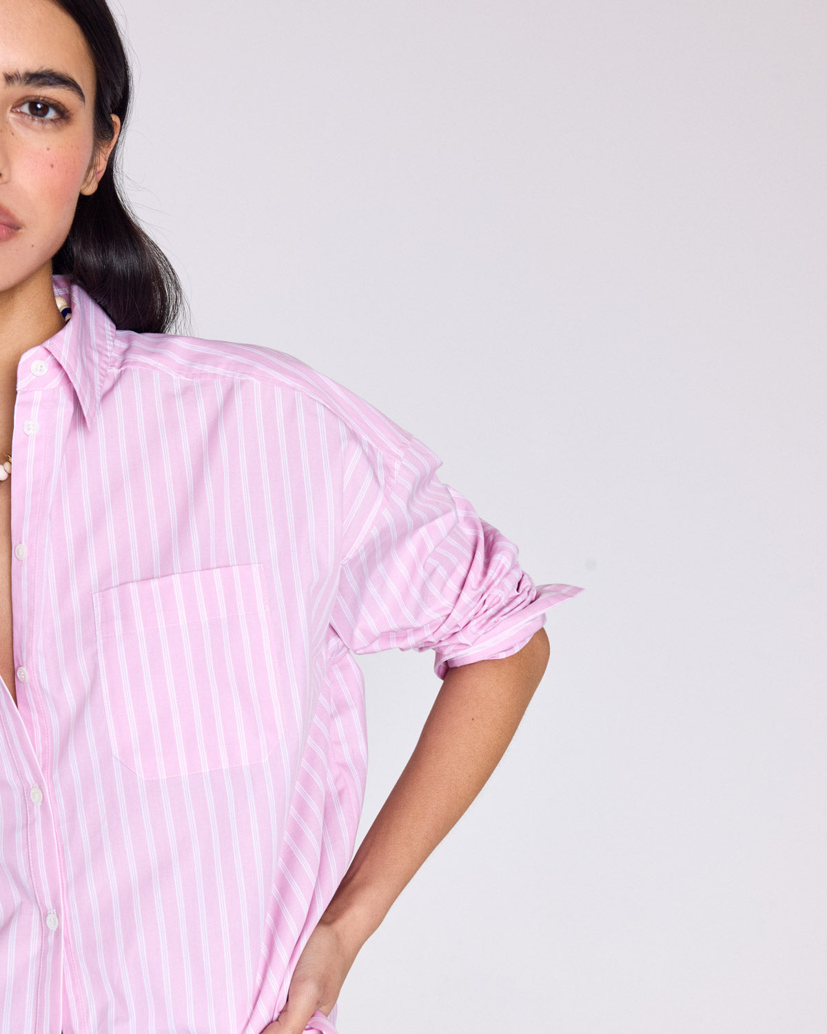 Chemise Hector rayures rose et écru