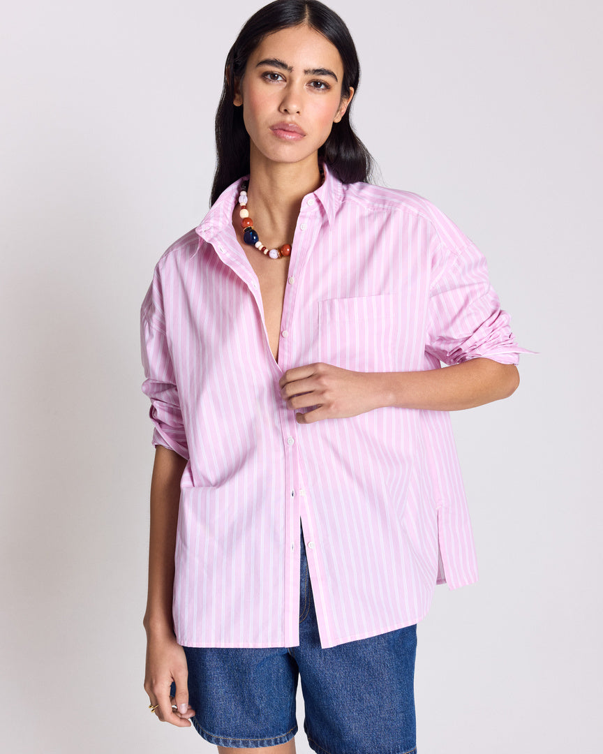 Chemise Hector rayures rose et écru