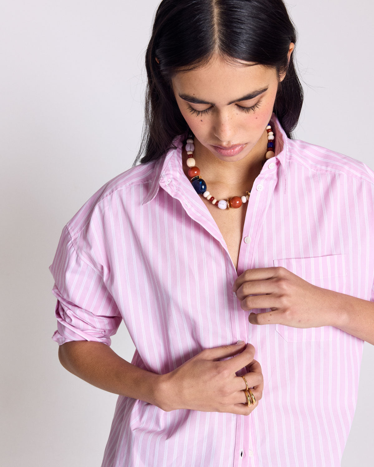 Chemise Hector rayures rose et écru