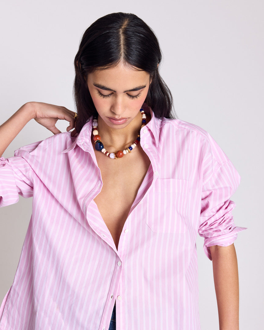 Chemise Hector rayures rose et écru