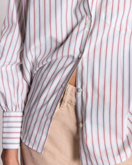 Chemise Leonor rayures rouge fond blanc